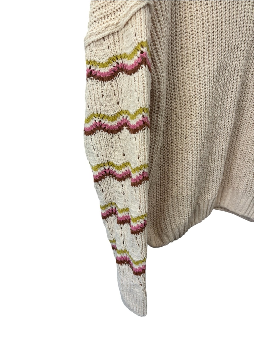 Francescas V-Neck Sweater Striped‎ Size Large NWT Chunky Open Knit Soft Sweater - Picture 2 of 7